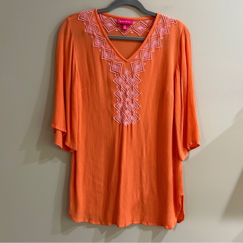 Lilly Pulitzer For Target Orange Gauzy Tunic Top